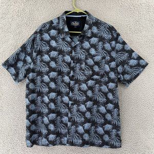 Nat Nast Shirt Mens L Black Fauna Silk Blend Short Sleeve Hawaiian‎ Button Up